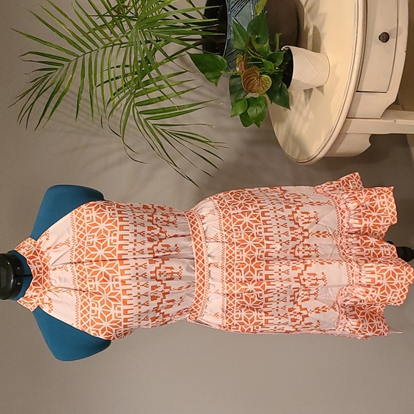 Orange & White-ish Dress / Size M - Picture 1 of 9